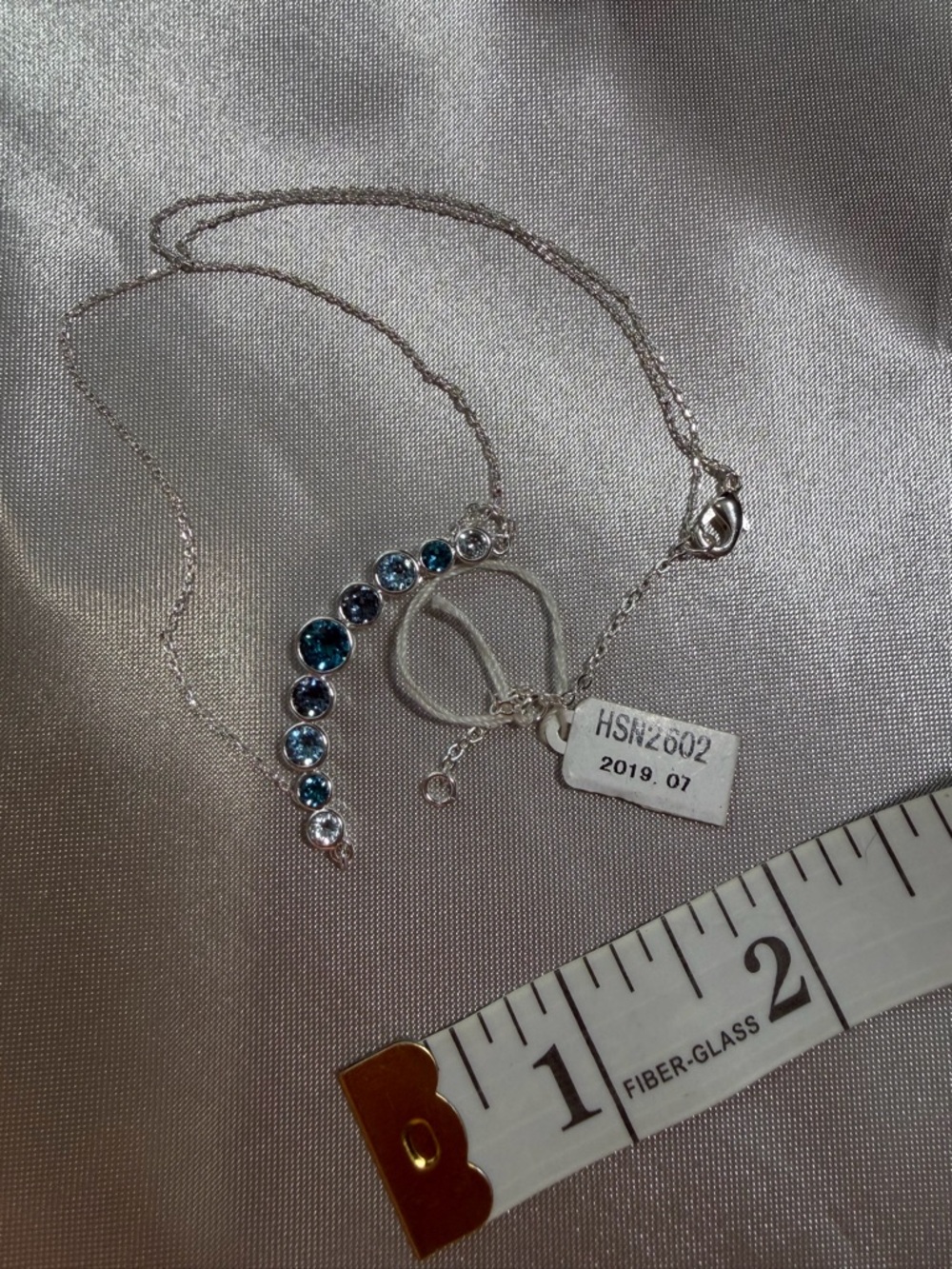 HSN Swarovski Crystal Ombre Blue Smile Necklace - NWT 18” - Picture 6 of 7
